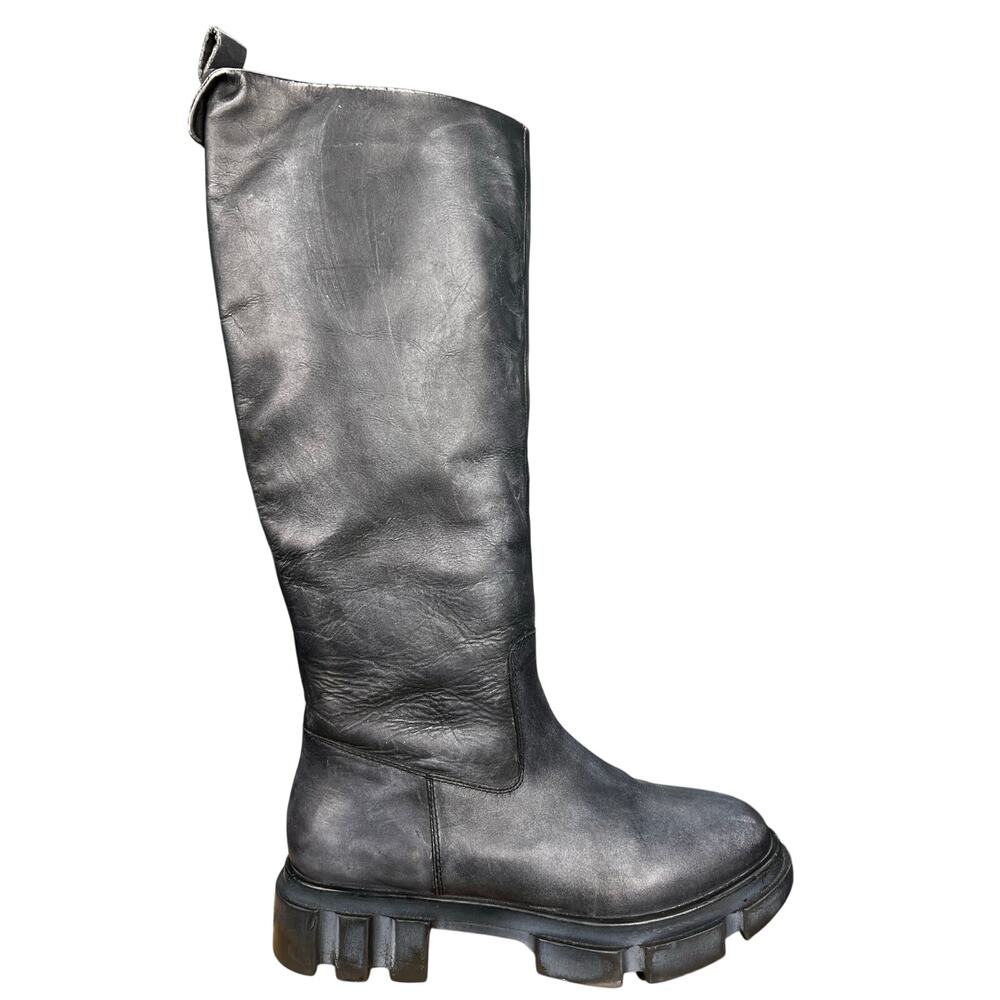 Free People Women’s Brooks Black Tall Lug Sole Boots Size 39.5  US 9.5